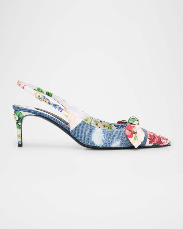 Lollo Eva Floral Bow Slingback Pumps